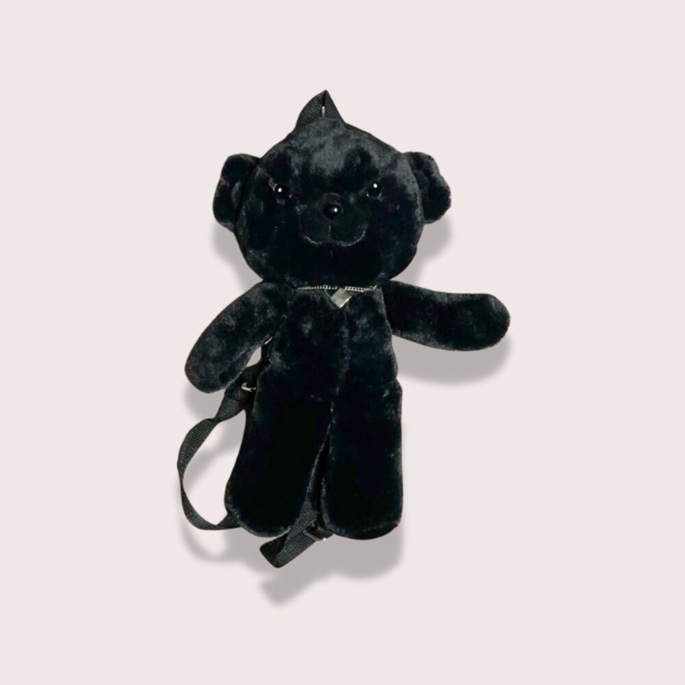Hot Topic Black Plush Teddy Bear Backpack